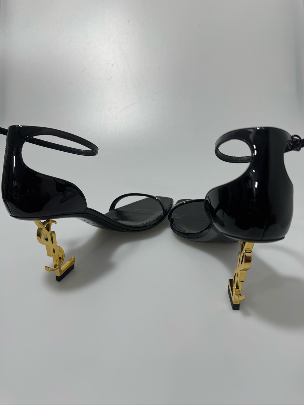 YSL Saint Laurent Opyum Sandals in Patent Leather Black Gold Size EU 37/US 7 - Picture 6 of 9